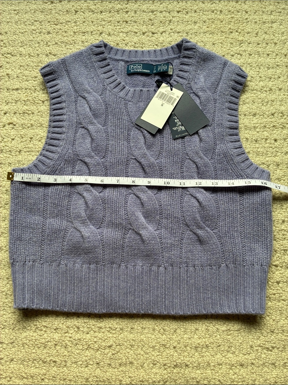Polo Ralph Lauren NWT Women’s Purple Cable Wool Cashmere Sweater Vest Small NEW - Picture 6 of 10
